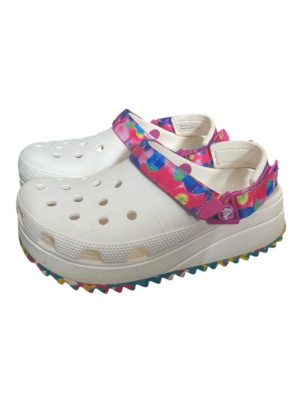 Crocs Classic Hiker Solarized Clogs Saw Tooth Platform Clogs White Size 8